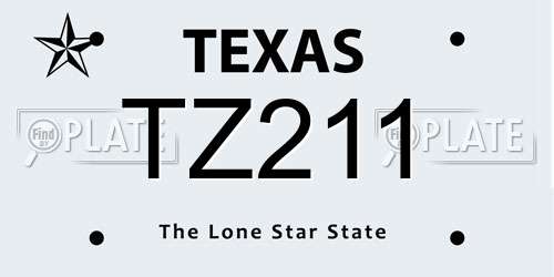 TZ211 Texas License Plate