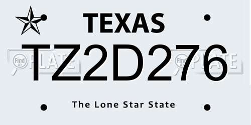 TZ2D276 Texas License Plate