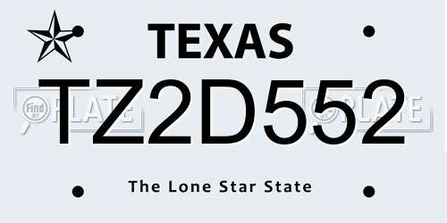 TZ2D552 Texas License Plate
