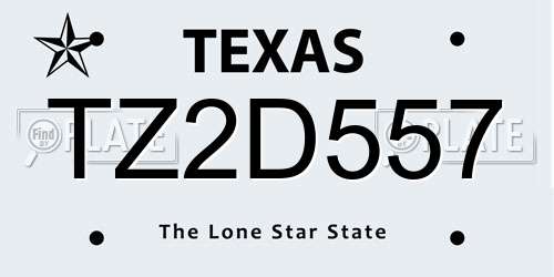 TZ2D557 Texas License Plate