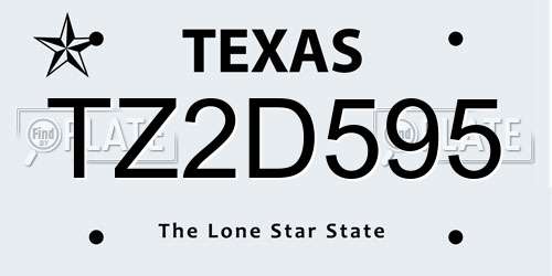 TZ2D595 Texas License Plate