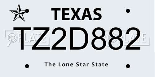 TZ2D882 Texas License Plate