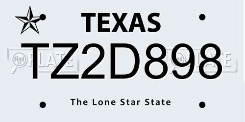 TZ2D898 Texas License Plate