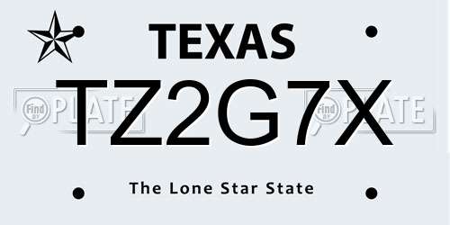 TZ2G7X Texas License Plate