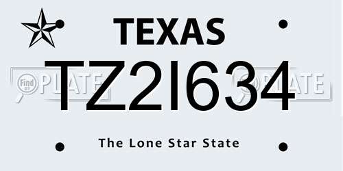 TZ2I634 Texas License Plate