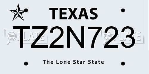 TZ2N723 Texas License Plate