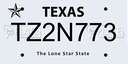 TZ2N773 Texas License Plate