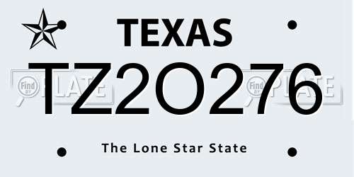 TZ2O276 Texas License Plate