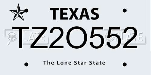 TZ2O552 Texas License Plate