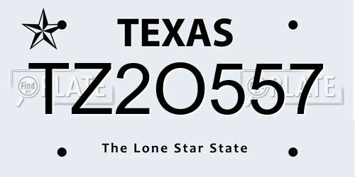 TZ2O557 Texas License Plate