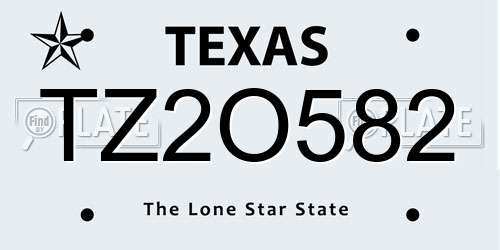 TZ2O582 Texas License Plate