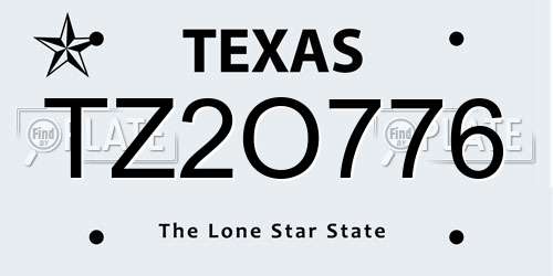 TZ2O776 Texas License Plate