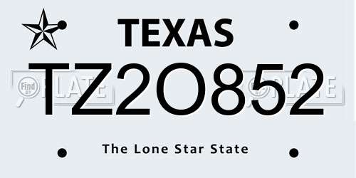 TZ2O852 Texas License Plate