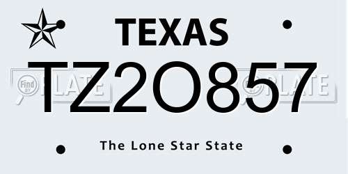TZ2O857 Texas License Plate