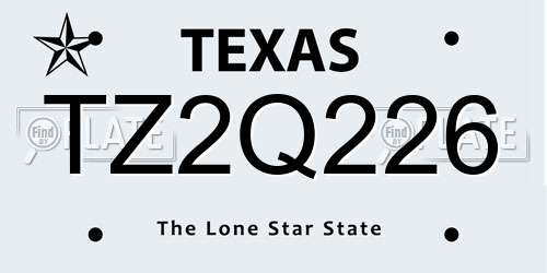 TZ2Q226 Texas License Plate