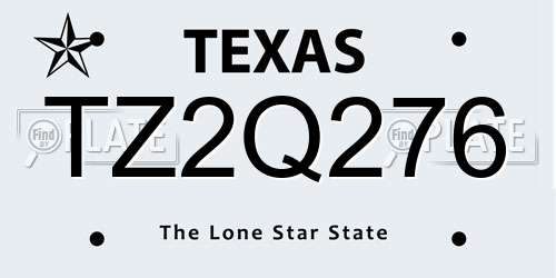TZ2Q276 Texas License Plate