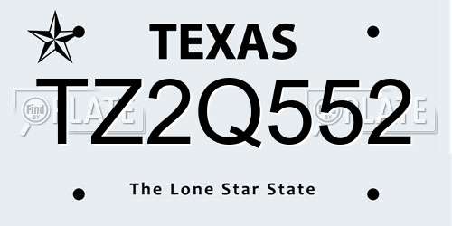 TZ2Q552 Texas License Plate