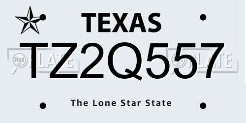 TZ2Q557 Texas License Plate