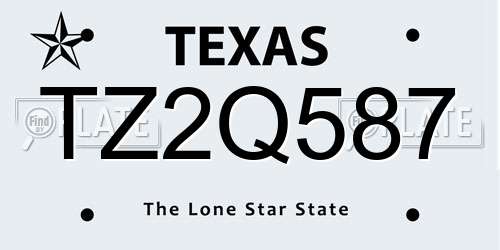 TZ2Q587 Texas License Plate