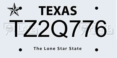 TZ2Q776 Texas License Plate
