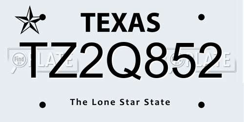 TZ2Q852 Texas License Plate