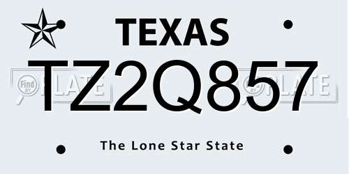 TZ2Q857 Texas License Plate
