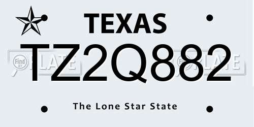 TZ2Q882 Texas License Plate