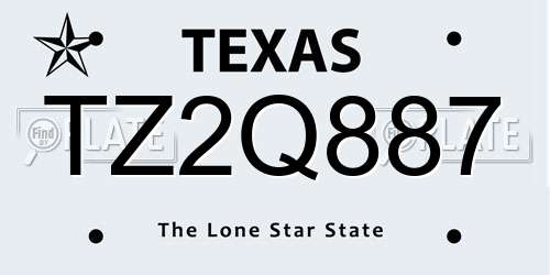 TZ2Q887 Texas License Plate