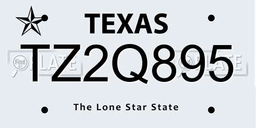 TZ2Q895 Texas License Plate