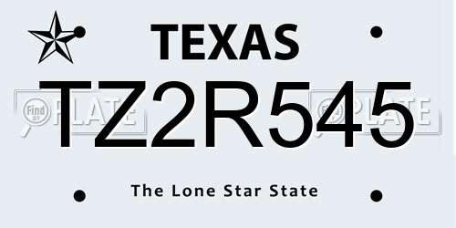 TZ2R545 Texas License Plate