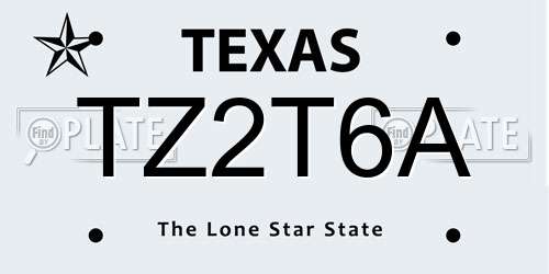 TZ2T6A Texas License Plate