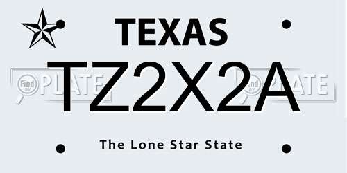 TZ2X2A Texas License Plate