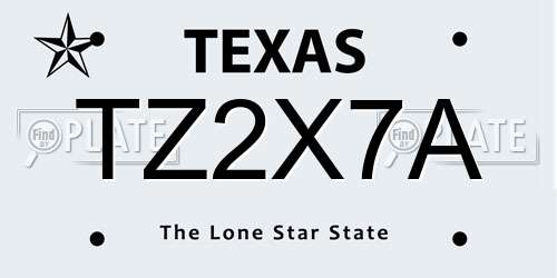 TZ2X7A Texas License Plate
