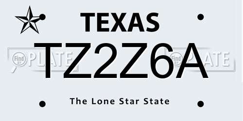 TZ2Z6A Texas License Plate
