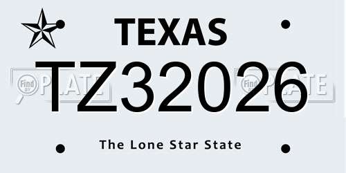 TZ32026 Texas License Plate
