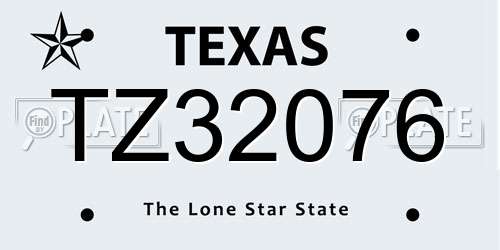 TZ32076 Texas License Plate