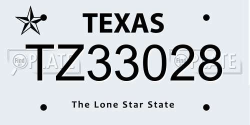 TZ33028 Texas License Plate