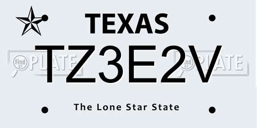 TZ3E2V Texas License Plate