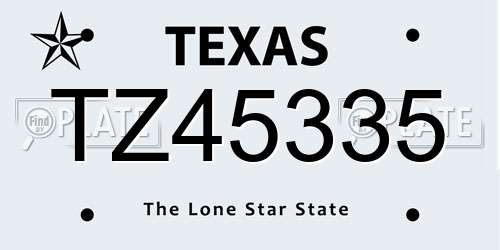 TZ45335 Texas License Plate