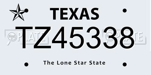 TZ45338 Texas License Plate