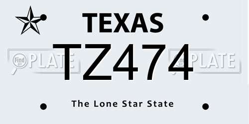 TZ474 Texas License Plate