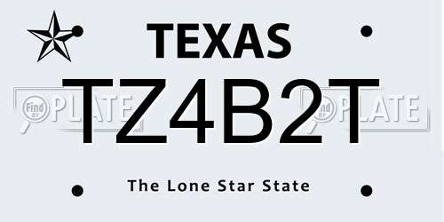 TZ4B2T Texas License Plate