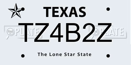 TZ4B2Z Texas License Plate