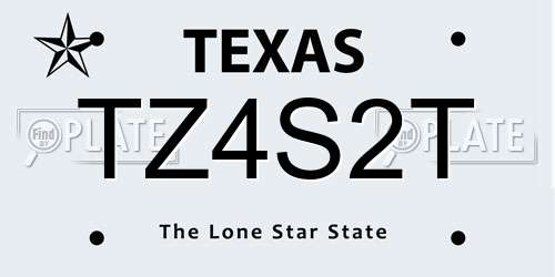 TZ4S2T Texas License Plate
