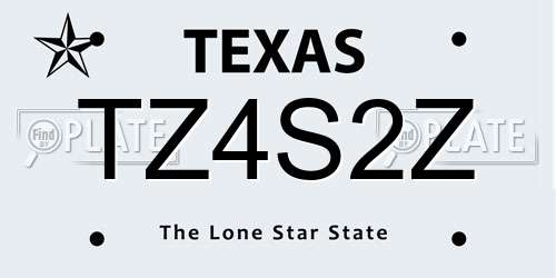 TZ4S2Z Texas License Plate