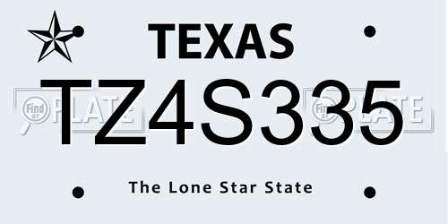 TZ4S335 Texas License Plate