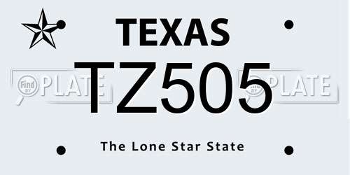 TZ505 Texas License Plate