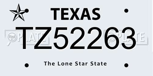 TZ52263 Texas License Plate