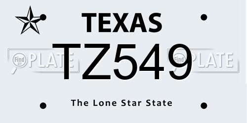 TZ549 Texas License Plate