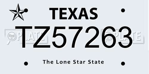 TZ57263 Texas License Plate